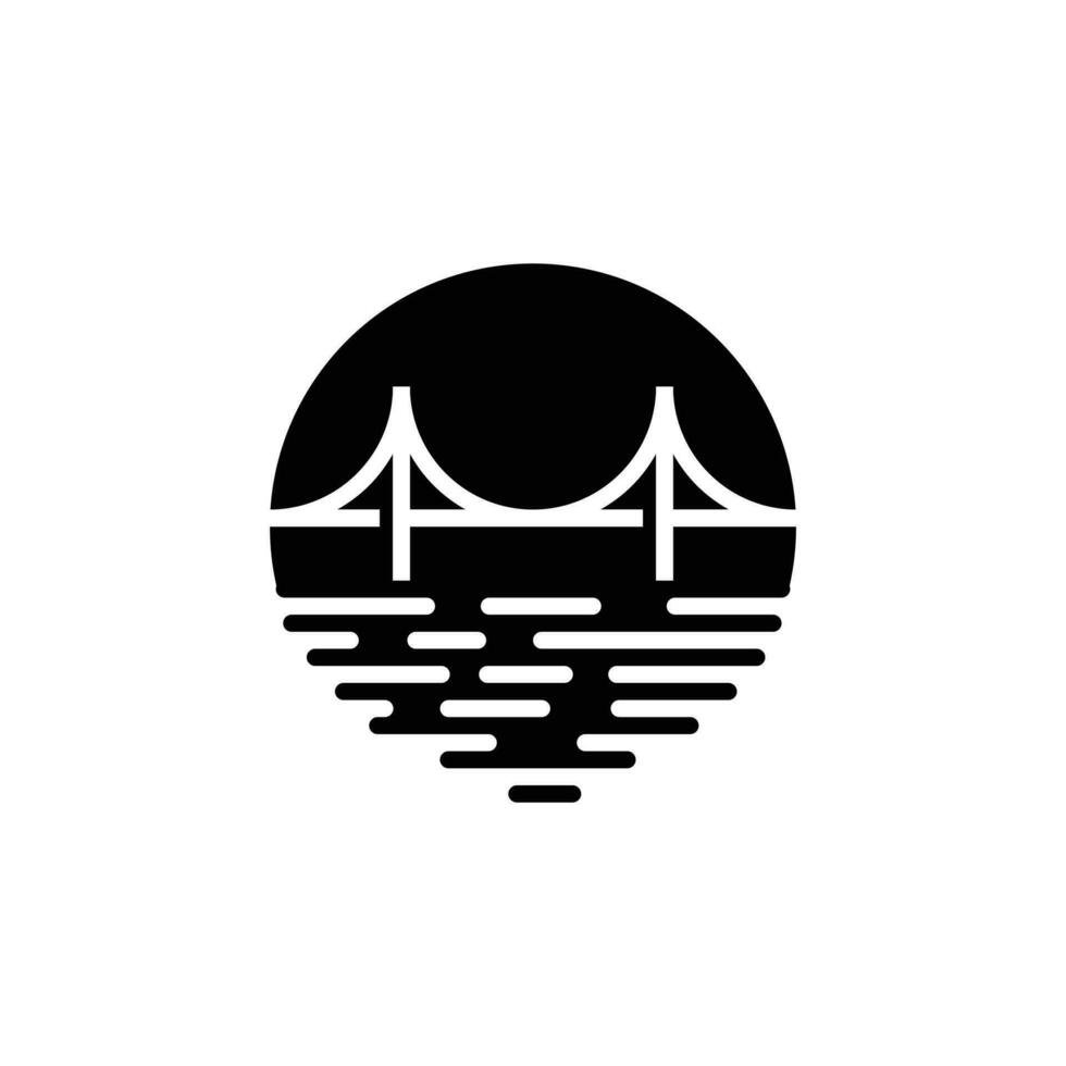 Brücke und Fluss Logo Design Vorlage vektor