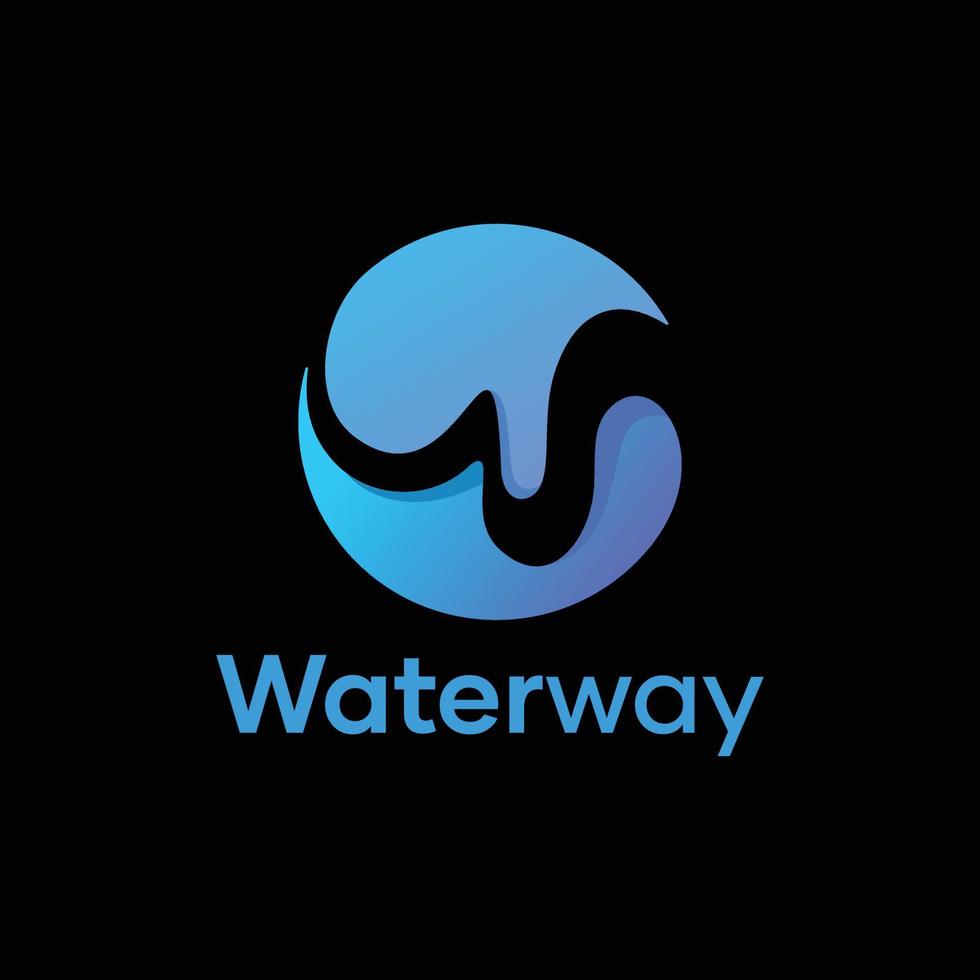 Wasserweg Logo Konzept mit abstrakt Brief w vektor