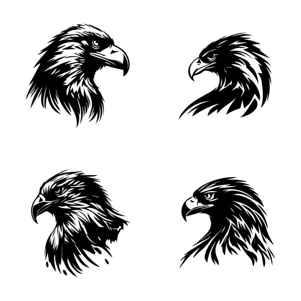 ein majestätisch Sammlung von Adler Logo Silhouetten, Hand gezeichnet im kompliziert Detail. perfekt zum irgendein Marke oder Projekt Das Werte Stärke und Freiheit vektor