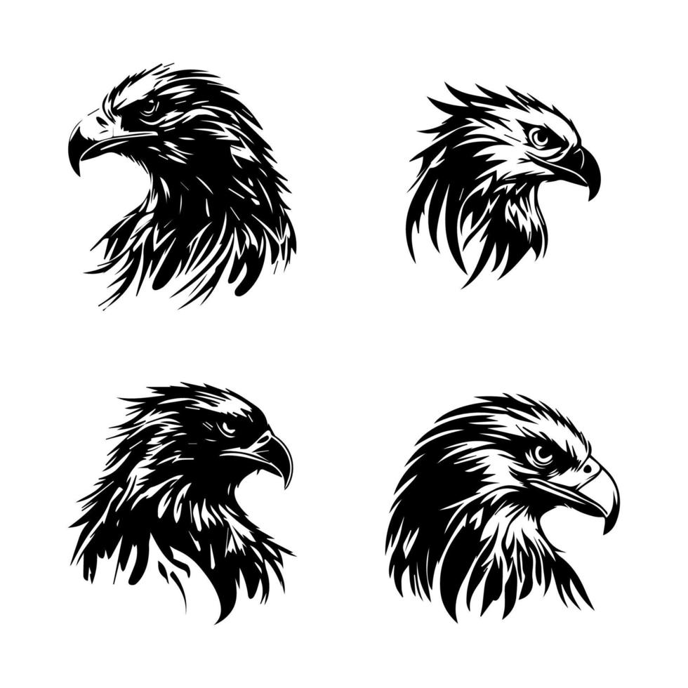 Adler Logo Silhouette Sammlung einstellen Hand gezeichnet Illustration vektor