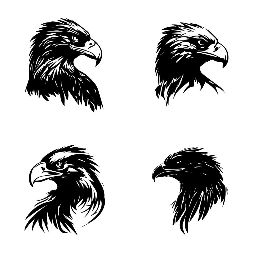 ein majestätisch Sammlung von Adler Logo Silhouetten, Hand gezeichnet im kompliziert Detail. perfekt zum irgendein Marke oder Projekt Das Werte Stärke und Freiheit vektor