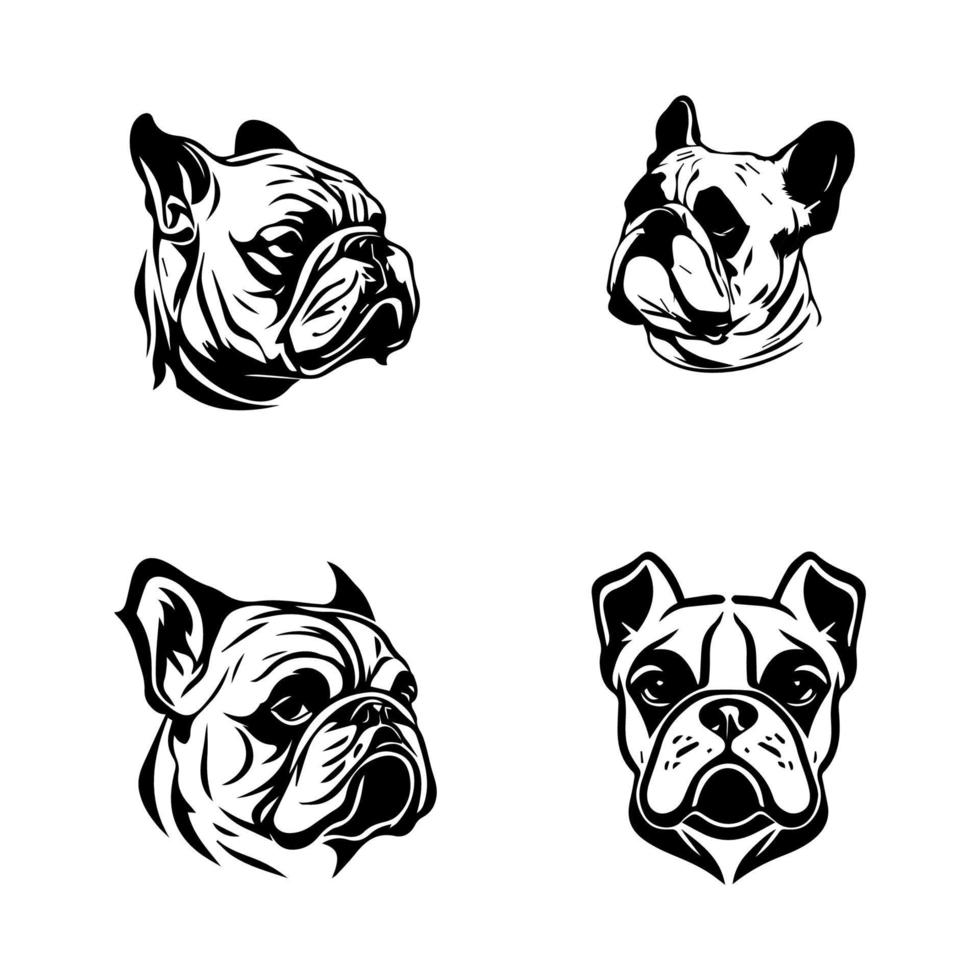 entfesseln das Bulldogge Geist mit unser wütend Bulldogge Kopf Logo Silhouette Sammlung. Hand gezeichnet mit Liebe, diese Abbildungen sind sicher zu hinzufügen ein berühren von Leistung und Intensität zu Ihre Projekt vektor