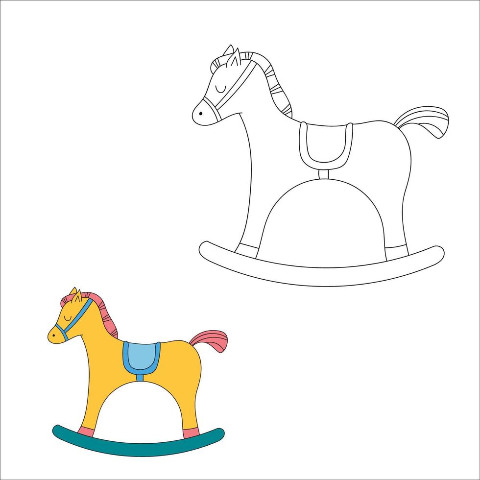 schaukeln Pferd zum Färbung Buch.Vektor Illustration. isoliert auf Weiß Hintergrund. vektor