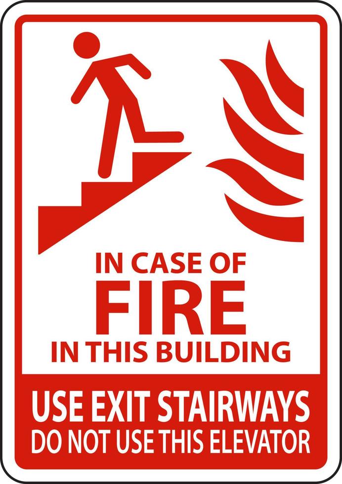 im Fall von Feuer im diese Gebäude verwenden Ausfahrt Treppen tun nicht verwenden diese Aufzug vektor