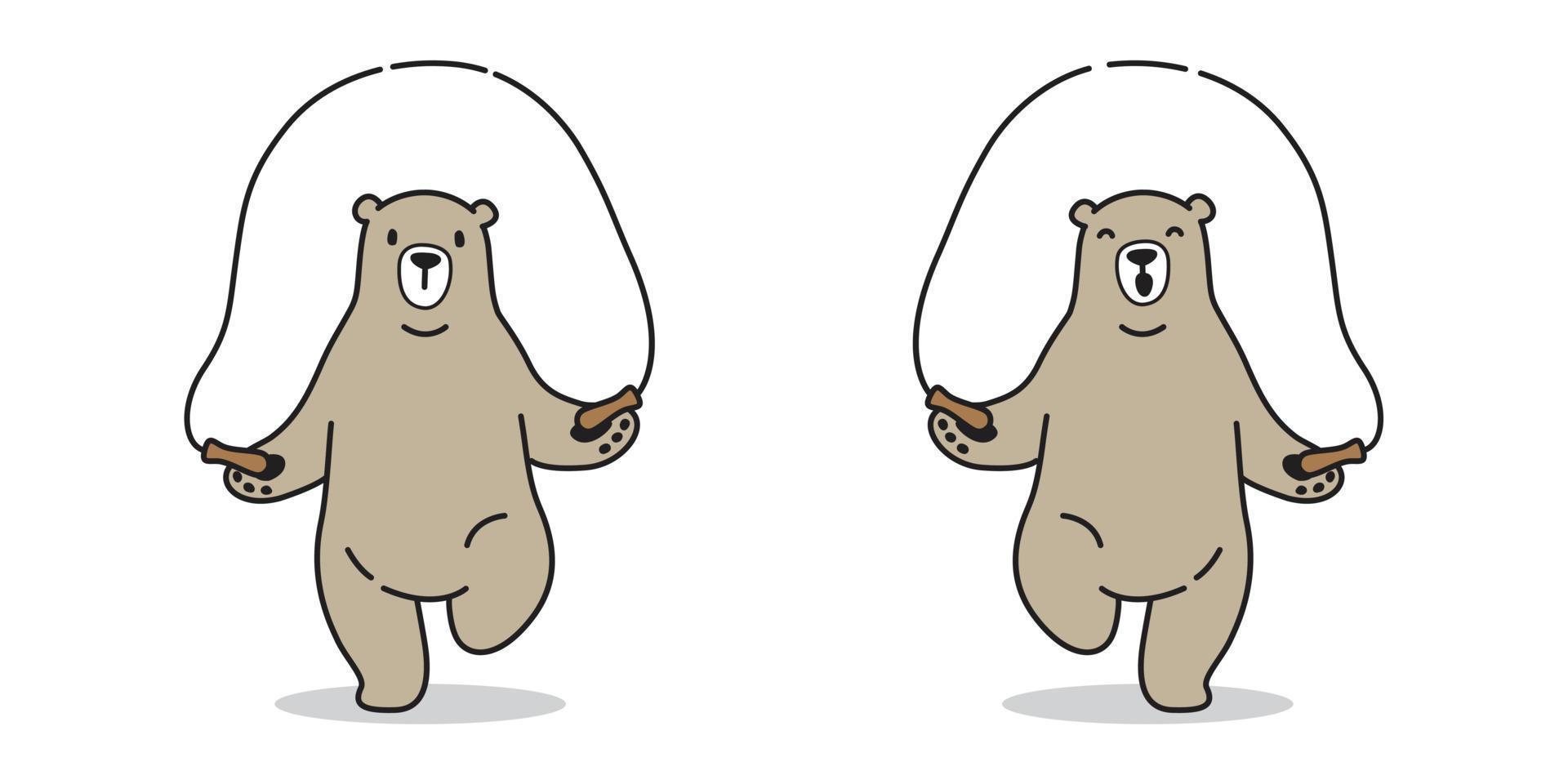 Bär Vektor Symbol Logo Polar- Bär überspringen Seil Gekritzel Charakter Illustration