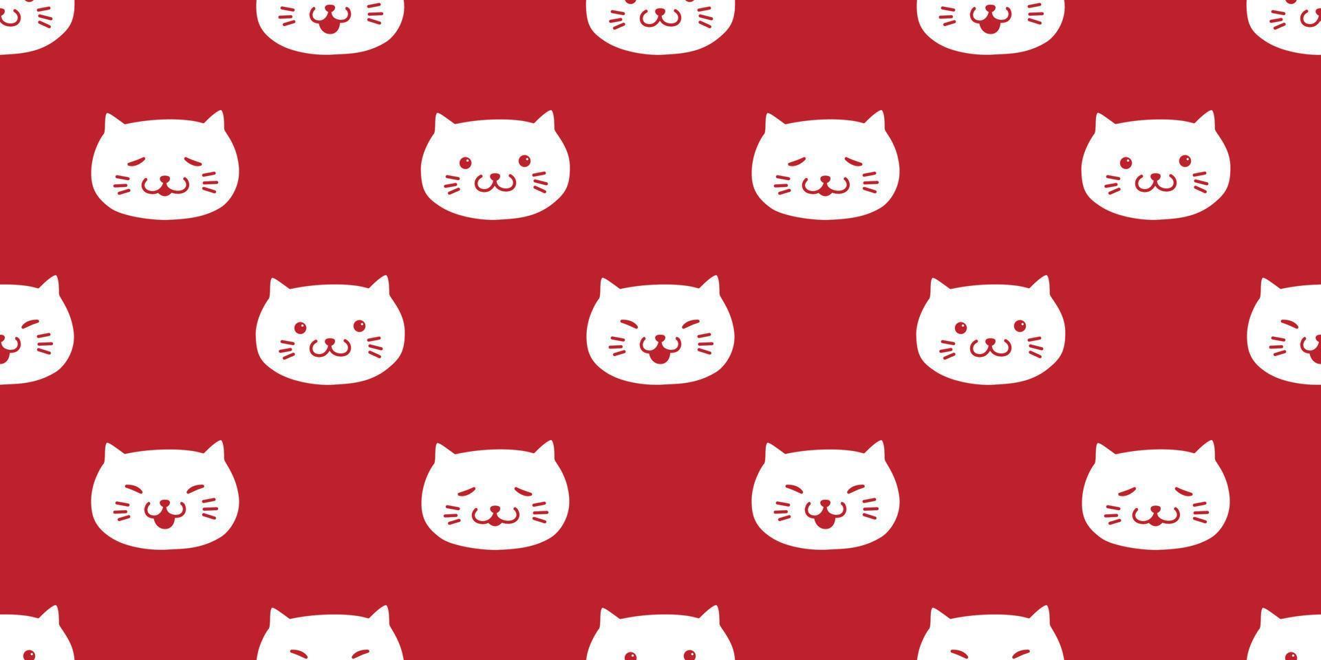 katt sömlös mönster kattunge huvud vektor ikon isolerat tapet bakgrund röd