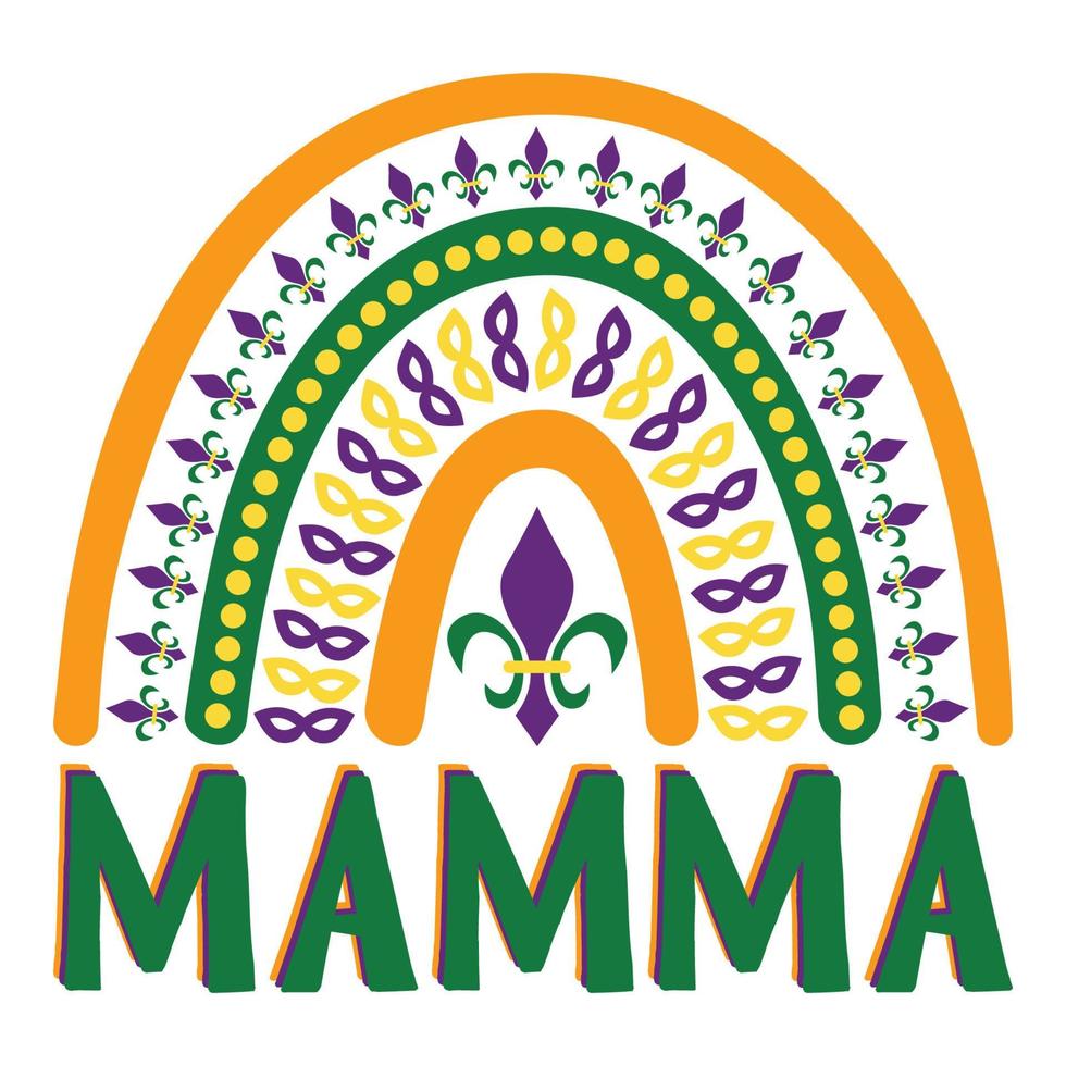 mamma mardi gras boho regnbåge vektor