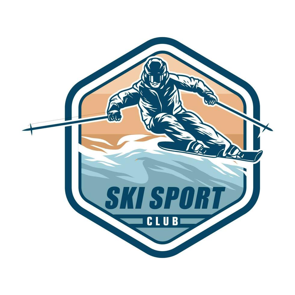 åka skidor sporter logotyp vektor