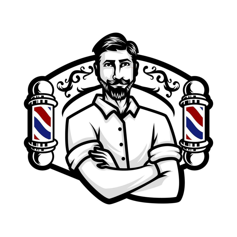 Barbershop logotyp vektor