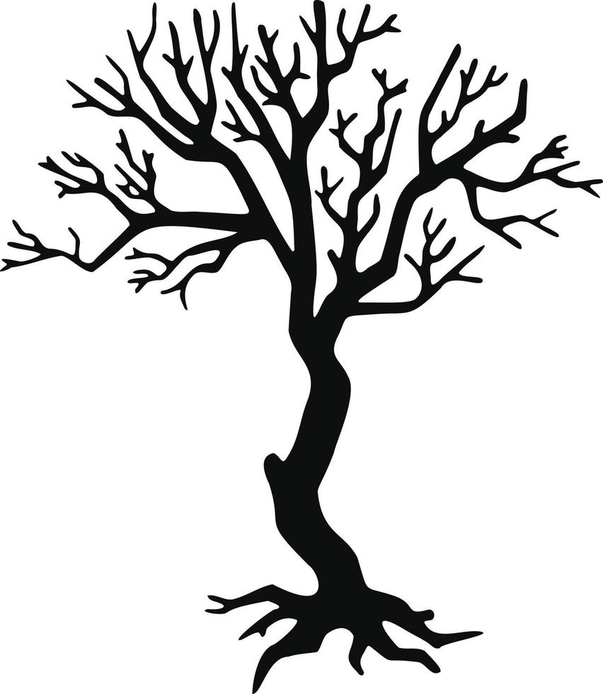 Baum Silhouette ohne Blätter, Hand gezeichnet Illustration Vektor