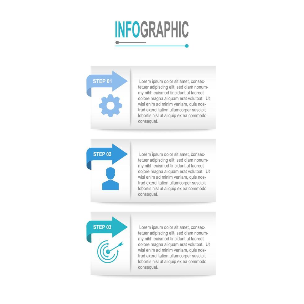 3 steg rektangel infographic mall företag data illustration vektor