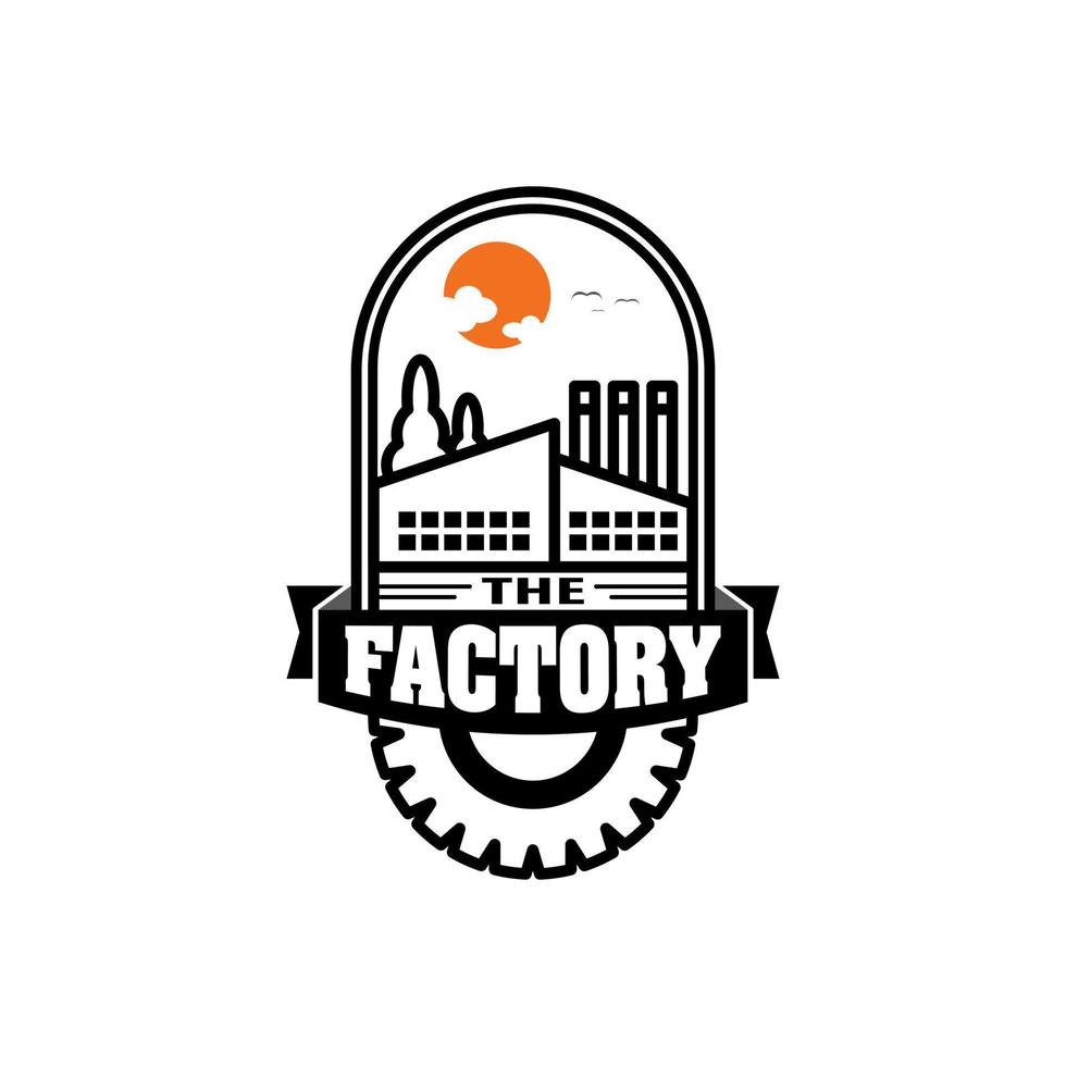 retro fabrik logotyp vektor