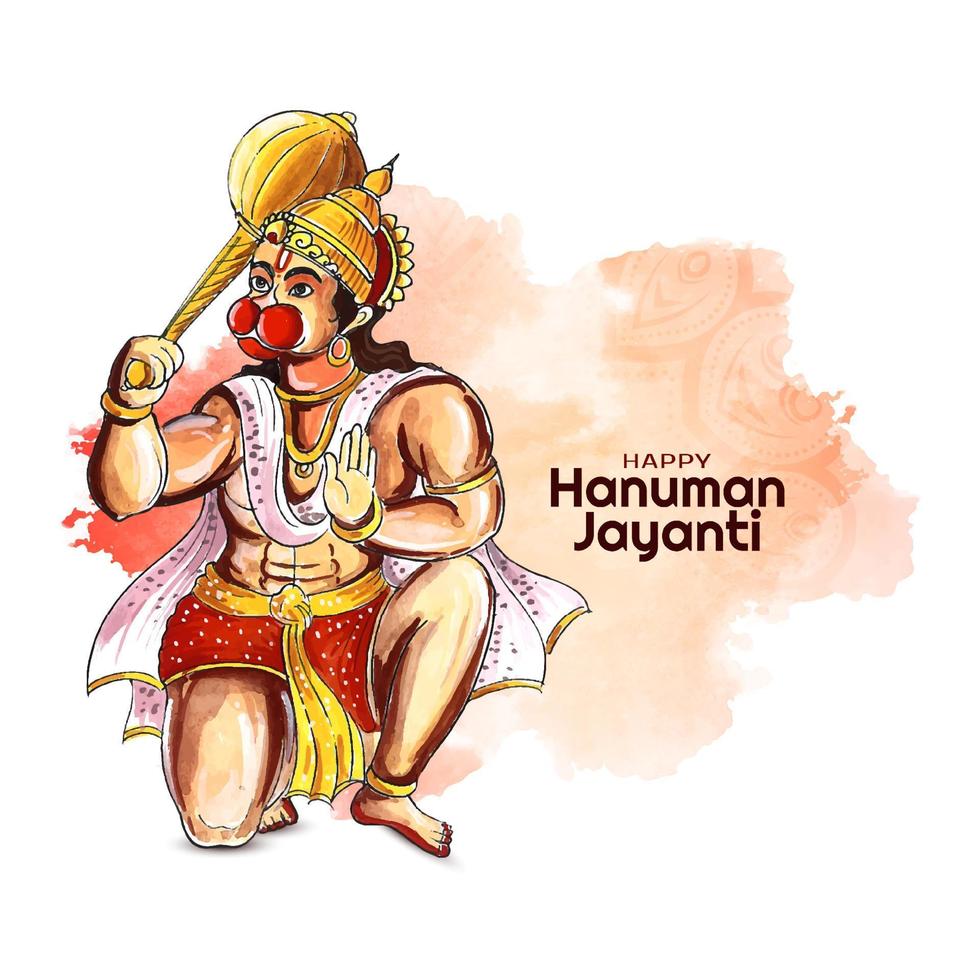 skön Lycklig hanuman jayanti indisk mytologisk festival kort vektor