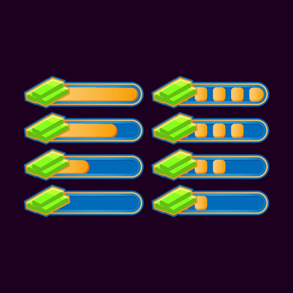 uppsättning roliga avslappnade pengar framstegsfält för spel ui tillgång element vektorillustration vektor