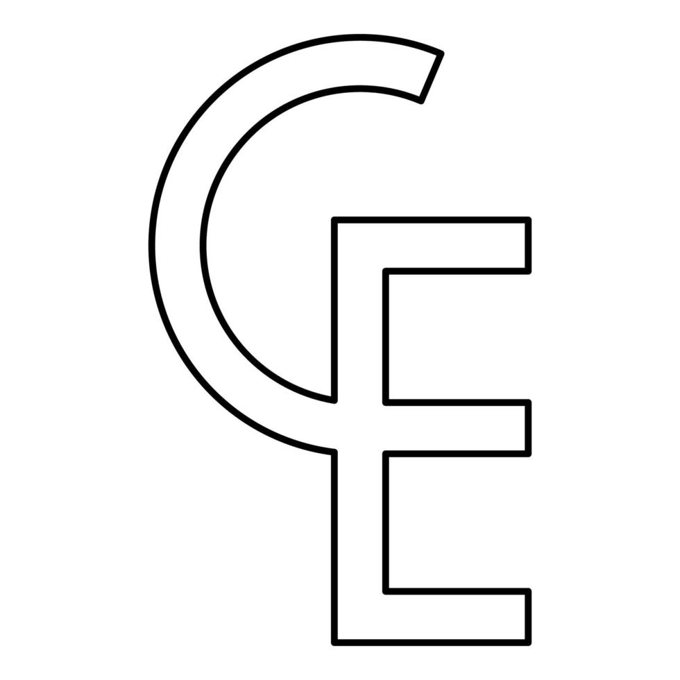 eurovaluta tecken ecu europeisk symbol ecu ce ce kontur översikt linje ikon svart Färg vektor illustration bild tunn platt stil