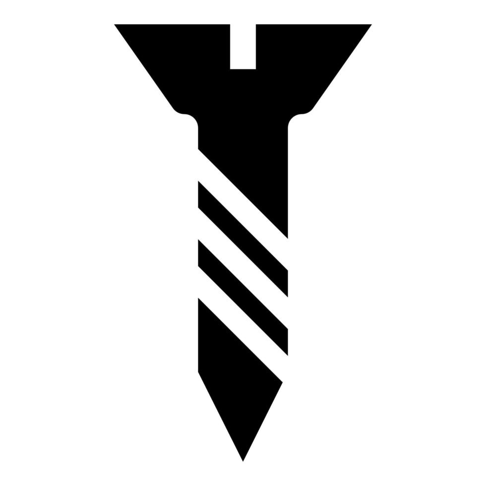 skruva metall trä ikon svart Färg vektor illustration bild platt stil