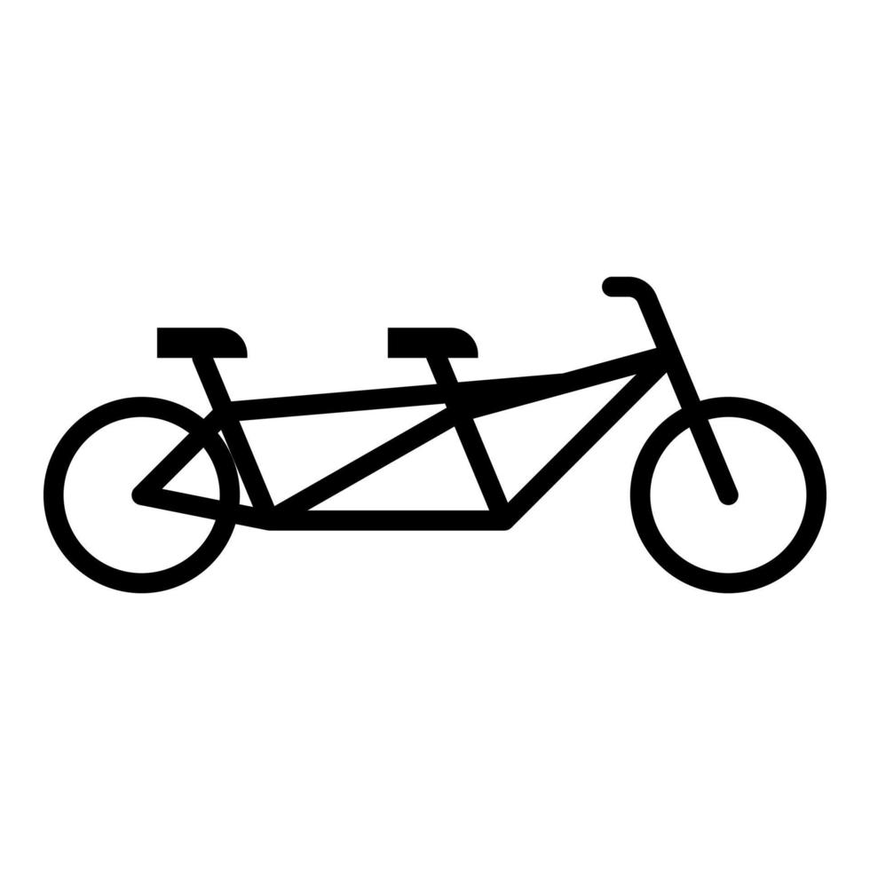 Tandem Fahrrad Fahrrad Symbol schwarz Farbe Vektor Illustration Bild eben Stil