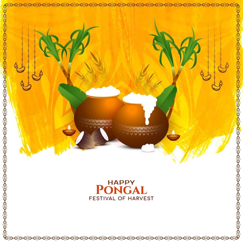 glad pongal traditionell festival firande bakgrundsdesign vektor