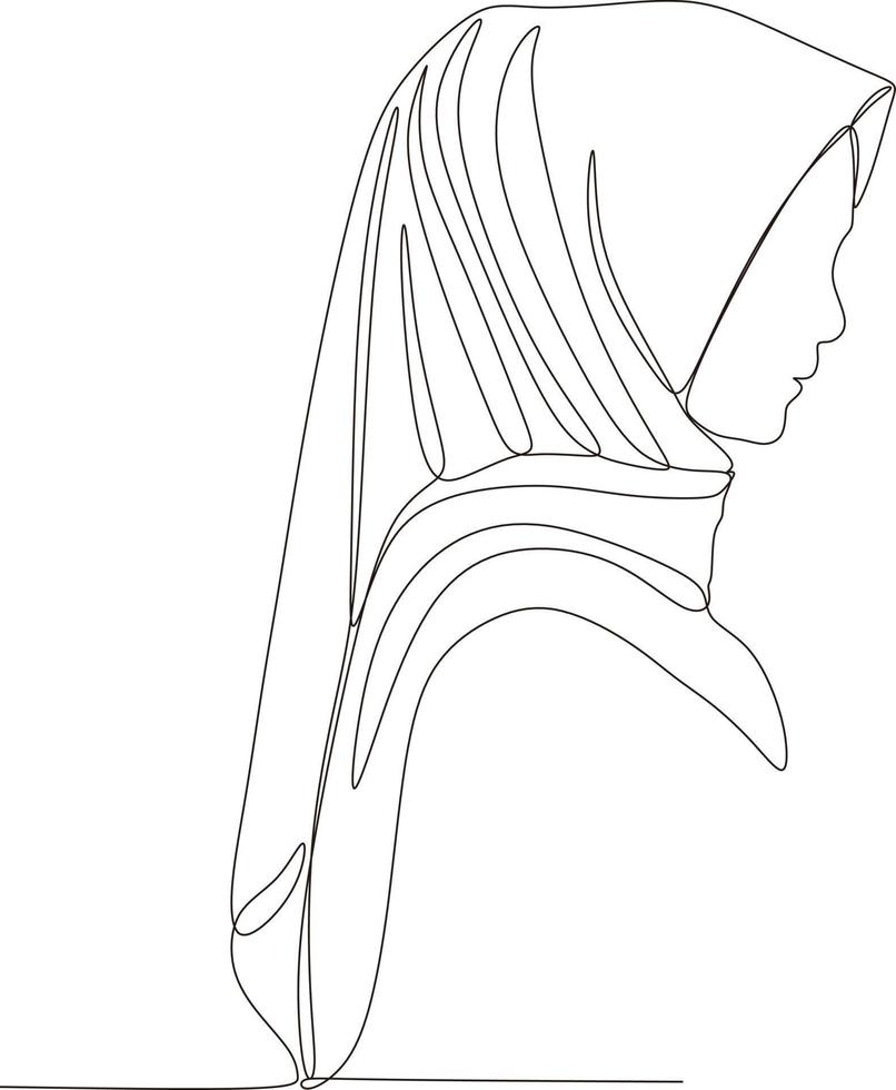 schön Frau im Hijab kontinuierlich Linie Kunst Zeichnung, Vektor, Abbildung vektor