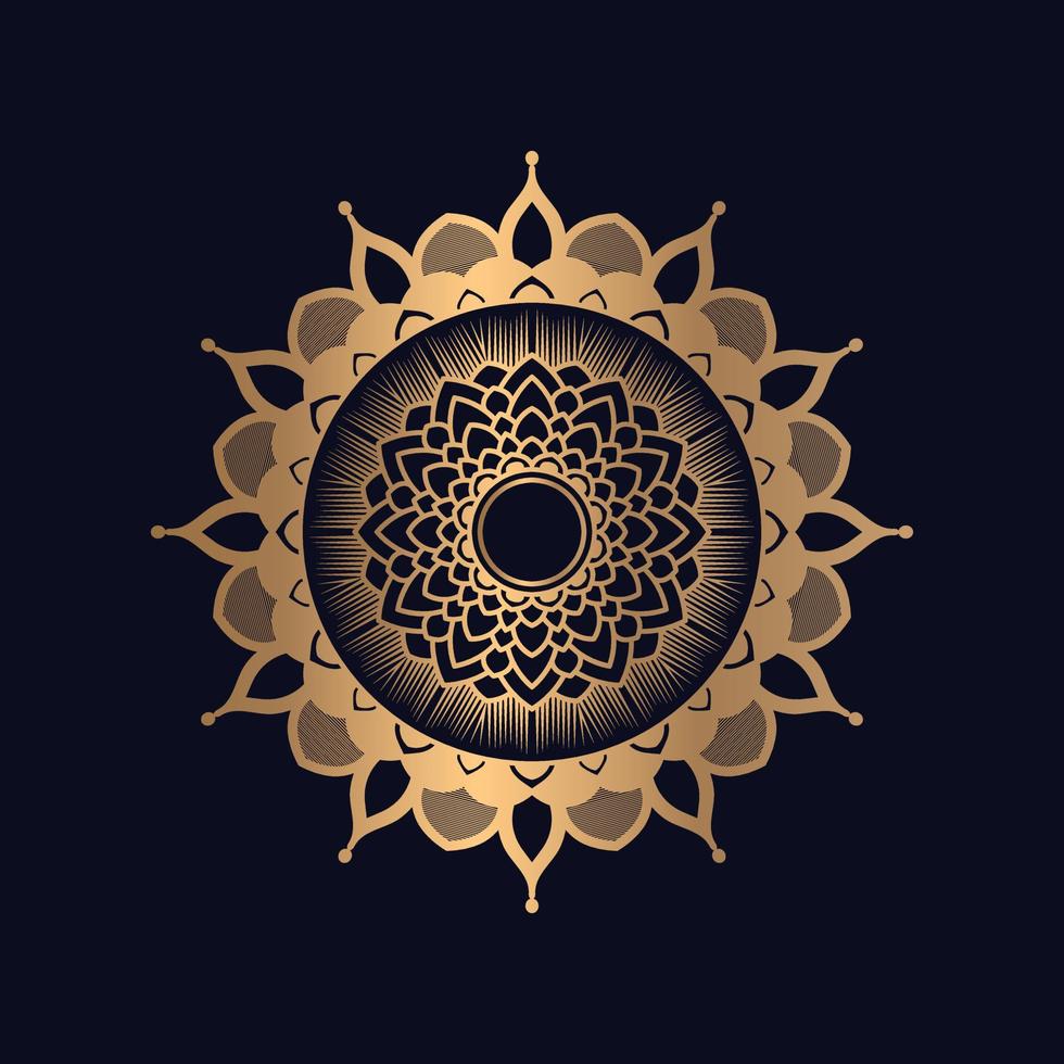 lyx mandala bakgrund med gyllene mönster arabicum islamic öst stil vektor