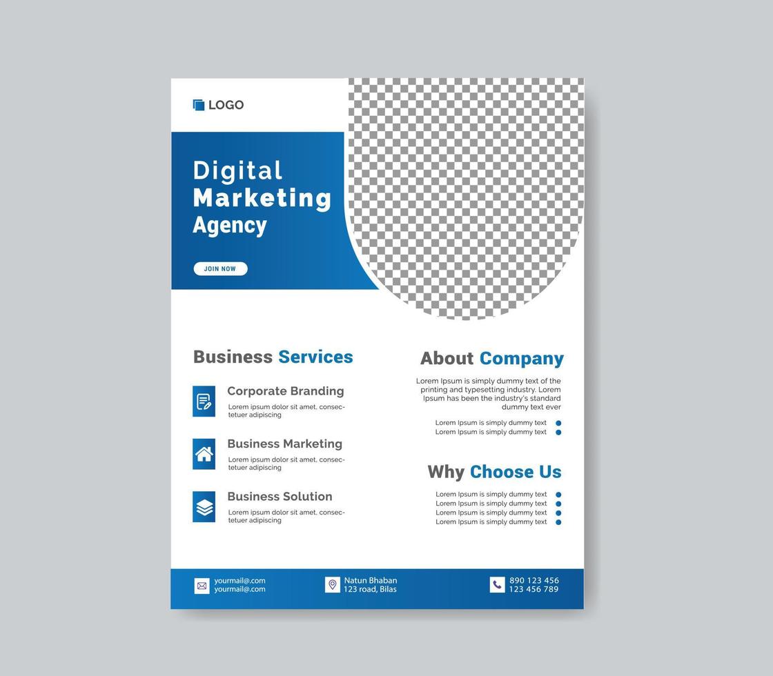 Flyer-Vorlagendesign für Agenturen für digitales Marketing vektor