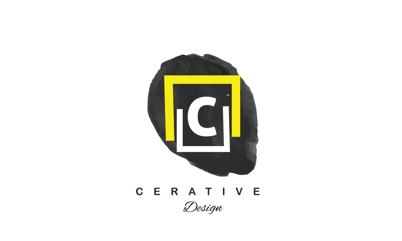 c Wasser Farbe Logo künstlerisch, schick, modisch Hand gezeichnet Vektor Design auf schwarz Hintergrund.