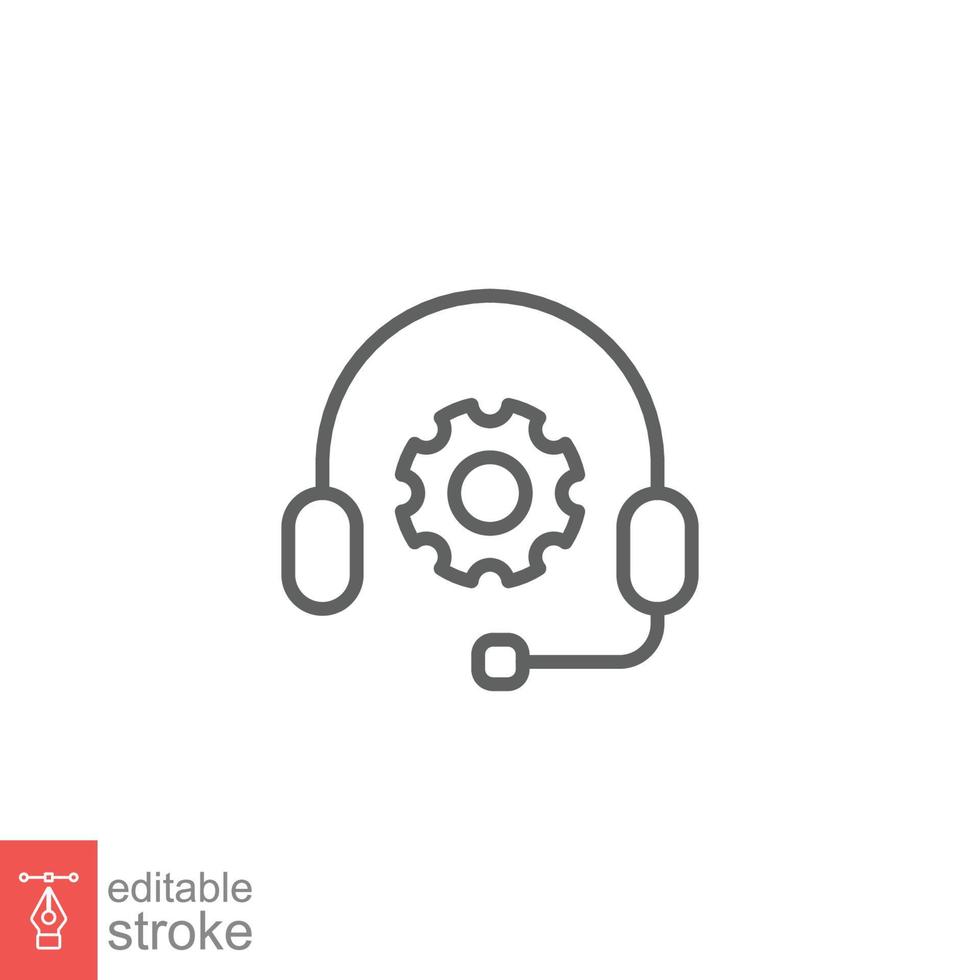 crm Linie Symbol. Headset mit Blase Rede. Referenzen und Kunde Beziehung Verwaltung Konzept. einfach Gliederung Stil. Vektor Illustration isoliert auf Weiß Hintergrund. editierbar Schlaganfall eps 10.