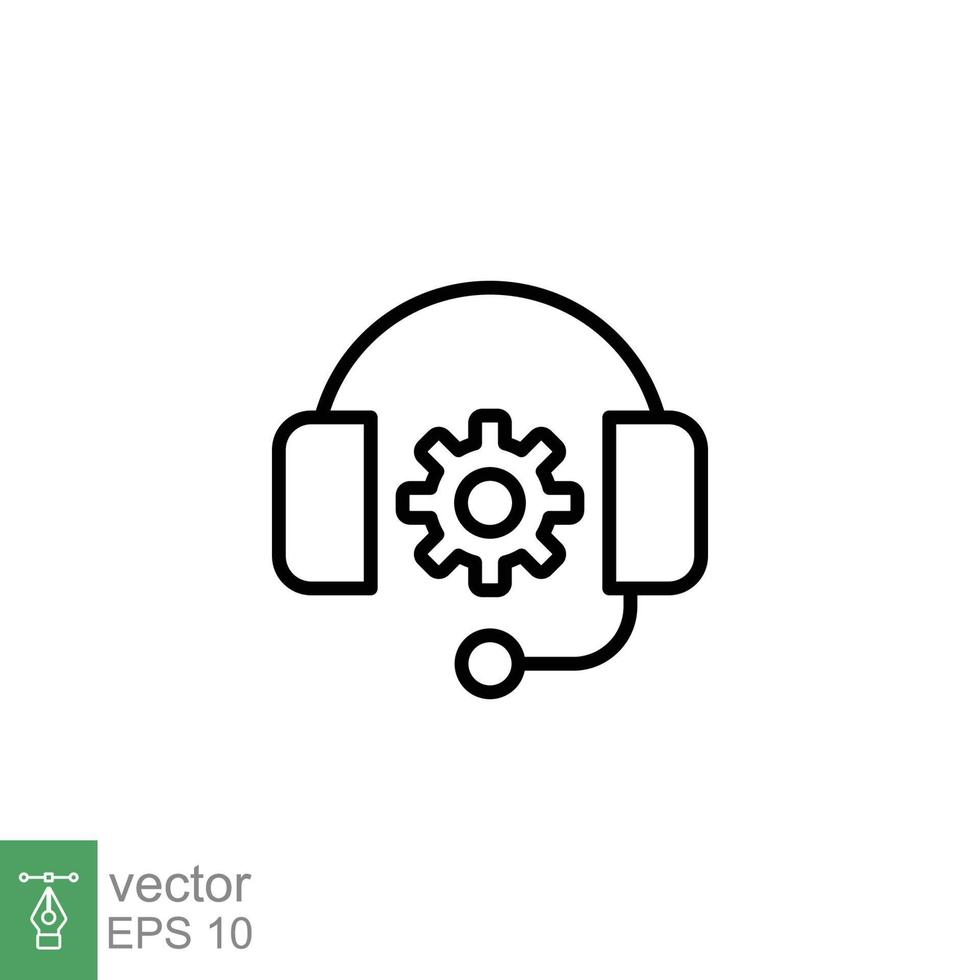 crm Linie Symbol. Headset mit Blase Rede. Referenzen und Kunde Beziehung Verwaltung Konzept. einfach Gliederung Stil. Vektor Illustration isoliert auf Weiß Hintergrund. eps 10.