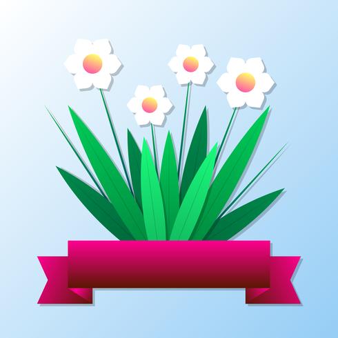 Papier Schnitt Frühling Blumen für Grußkarte und Urlaub Hintergrund Vorlage vektor