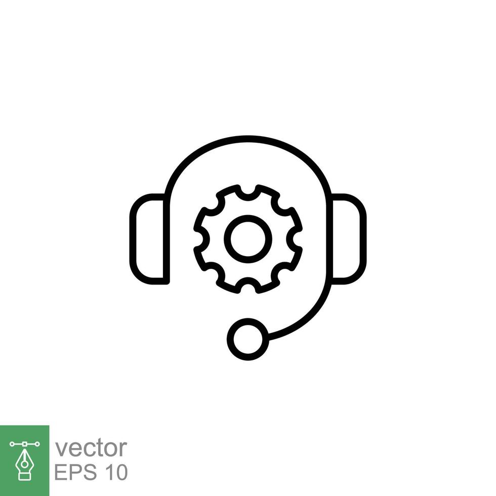 crm Linie Symbol. Headset mit Blase Rede. Referenzen und Kunde Beziehung Verwaltung Konzept. einfach Gliederung Stil. Vektor Illustration isoliert auf Weiß Hintergrund. eps 10.