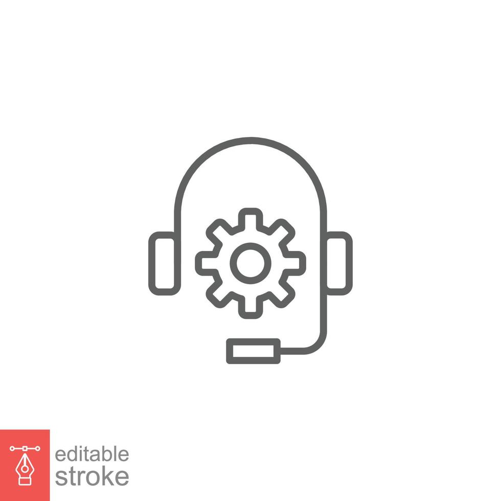 crm Linie Symbol. Headset mit Blase Rede. Referenzen und Kunde Beziehung Verwaltung Konzept. einfach Gliederung Stil. Vektor Illustration isoliert auf Weiß Hintergrund. editierbar Schlaganfall eps 10.