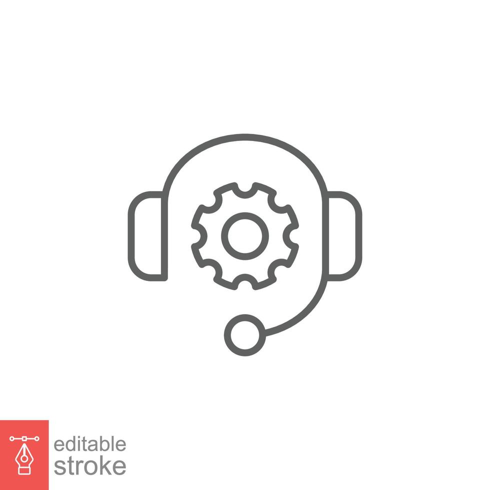 crm Linie Symbol. Headset mit Blase Rede. Referenzen und Kunde Beziehung Verwaltung Konzept. einfach Gliederung Stil. Vektor Illustration isoliert auf Weiß Hintergrund. editierbar Schlaganfall eps 10.