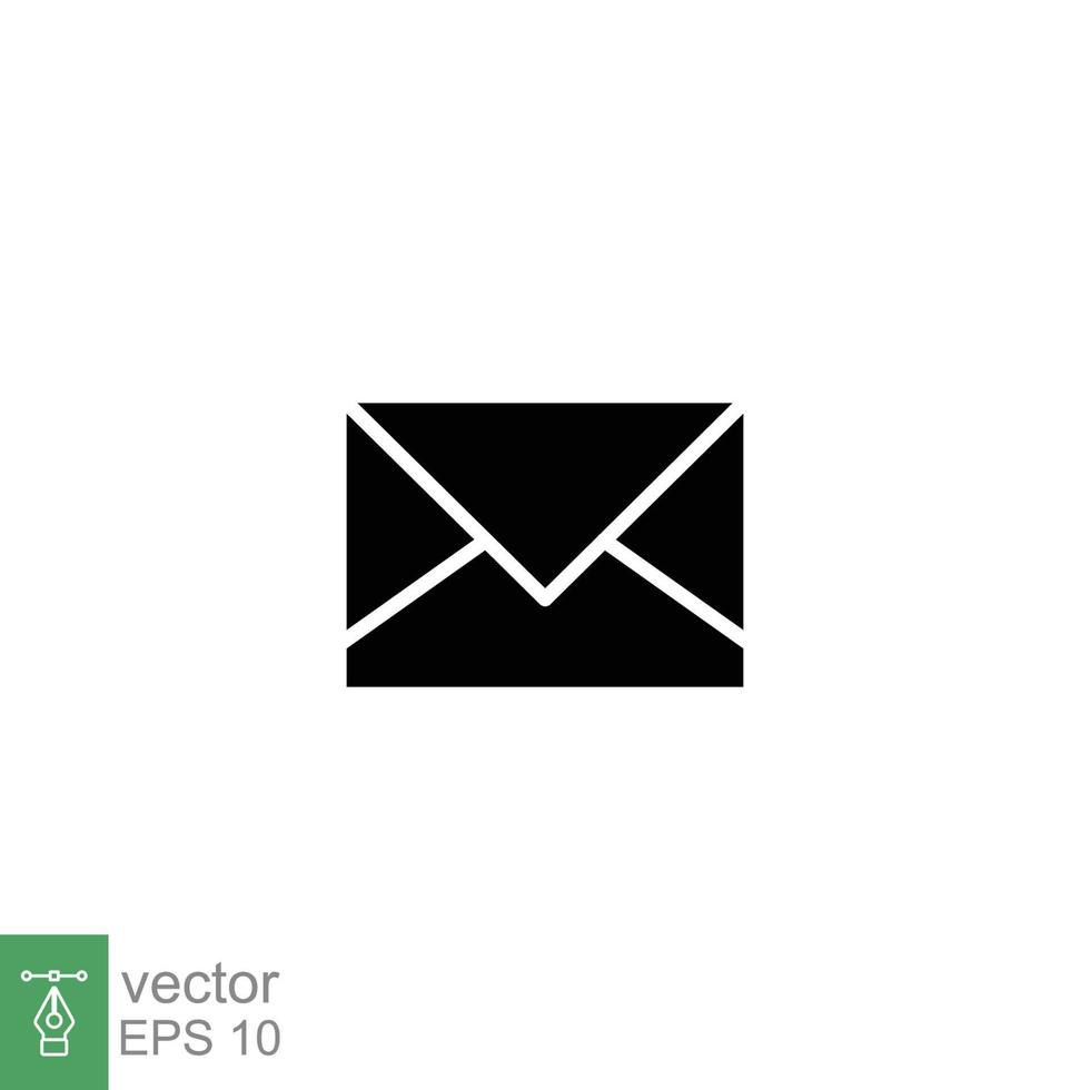 Email Briefumschlag Symbol. einfach solide Stil. Nachricht, Post, Brief, Kommunikation Konzept. schwarz Silhouette, Glyphe Symbol. Vektor Illustration Design auf Weiß Hintergrund. eps 10.