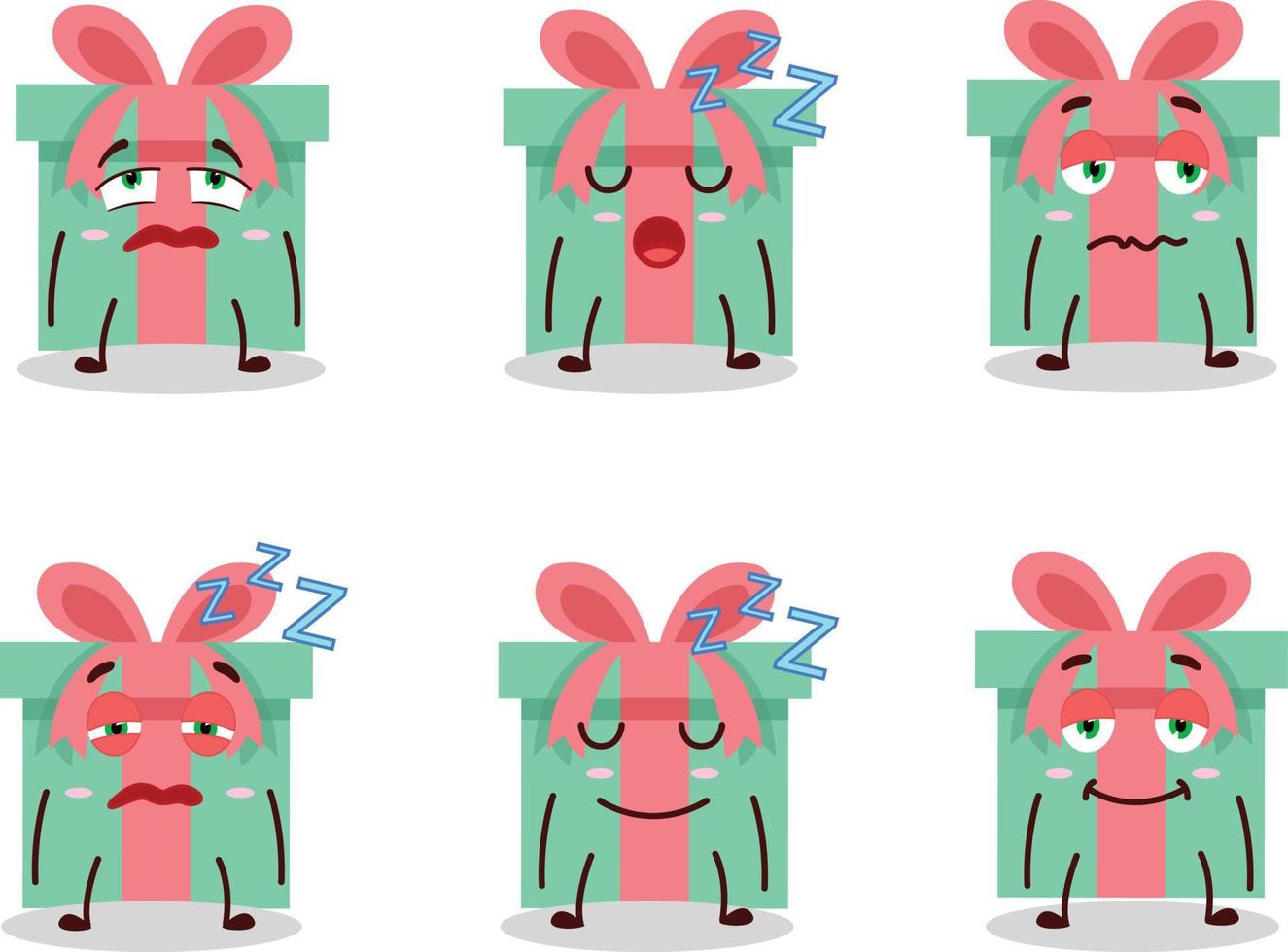 tecknad serie karaktär av gåva med sömnig uttryck vektor