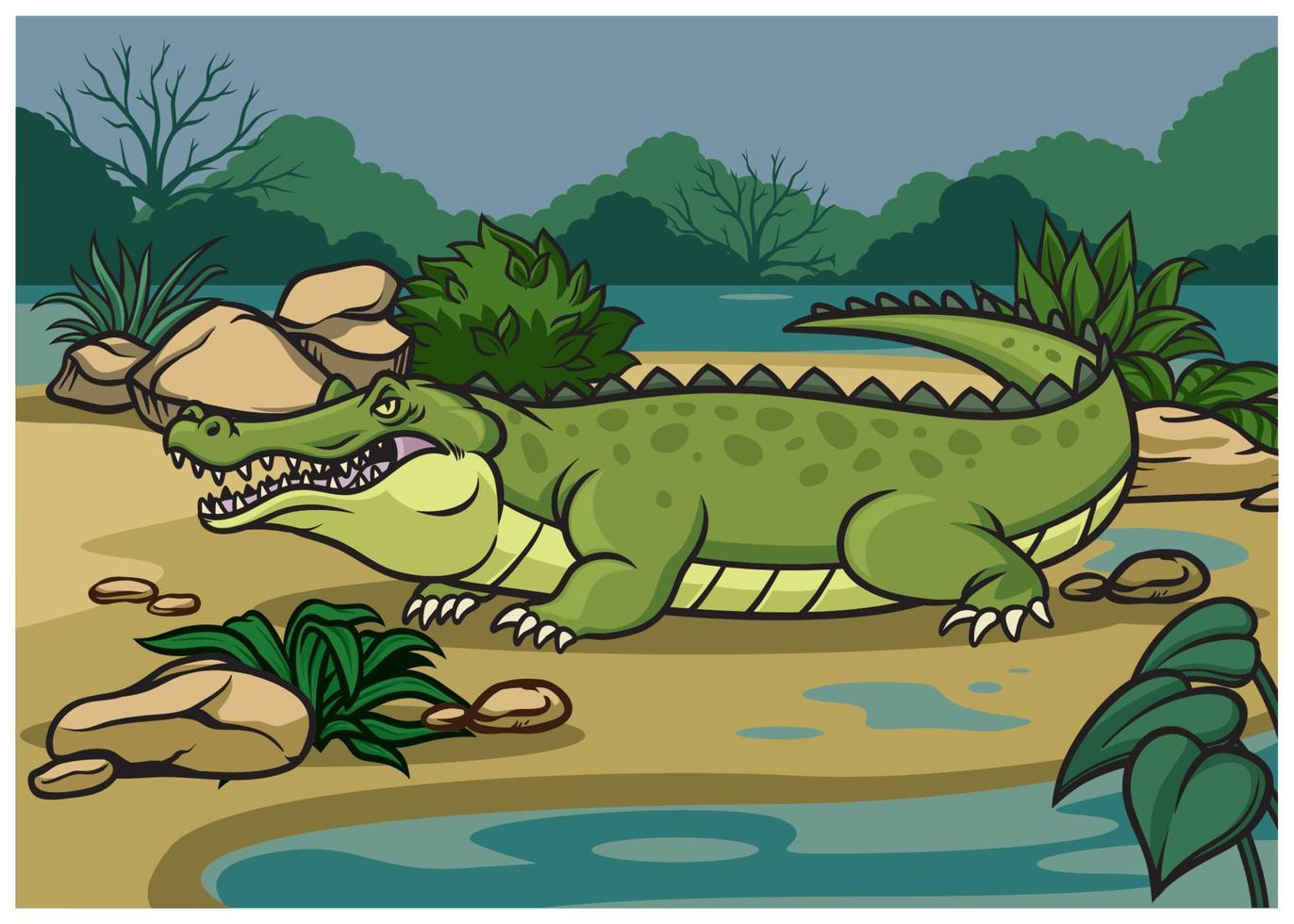krokodil illustration i de natur vektor