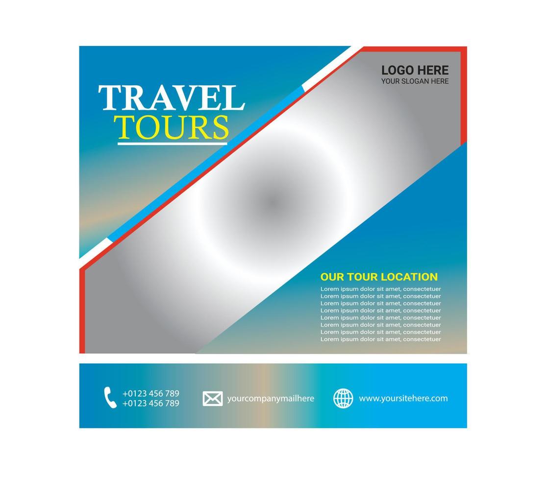Vorlage für Social-Media-Beiträge für Reisen und Touren vektor