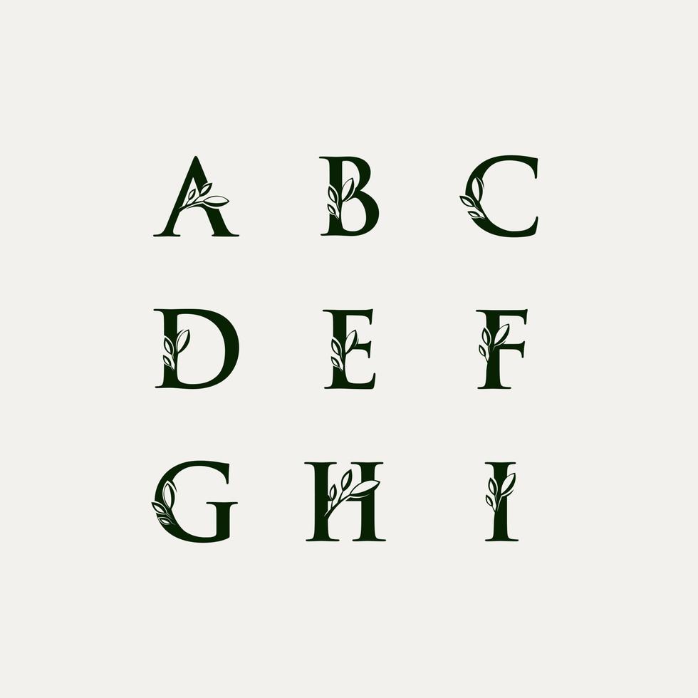 natur abcdefghi alfabet vektor design