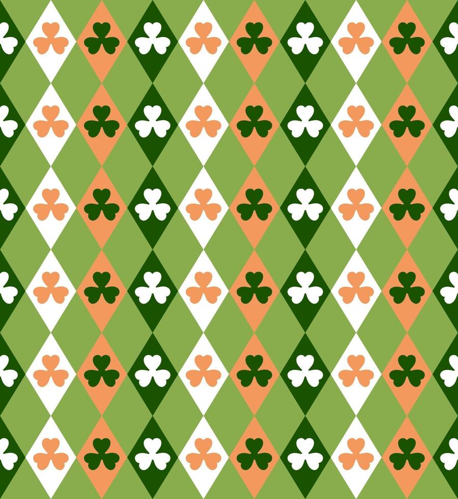 abstrakt. Saint Patrick Day Muster nahtlosen Hintergrund. Design mit Kleeblatt für Kissen, Druck, Mode, Kleidung, Stoff, Geschenkverpackung, Gesichtsmaske. Vektor. vektor