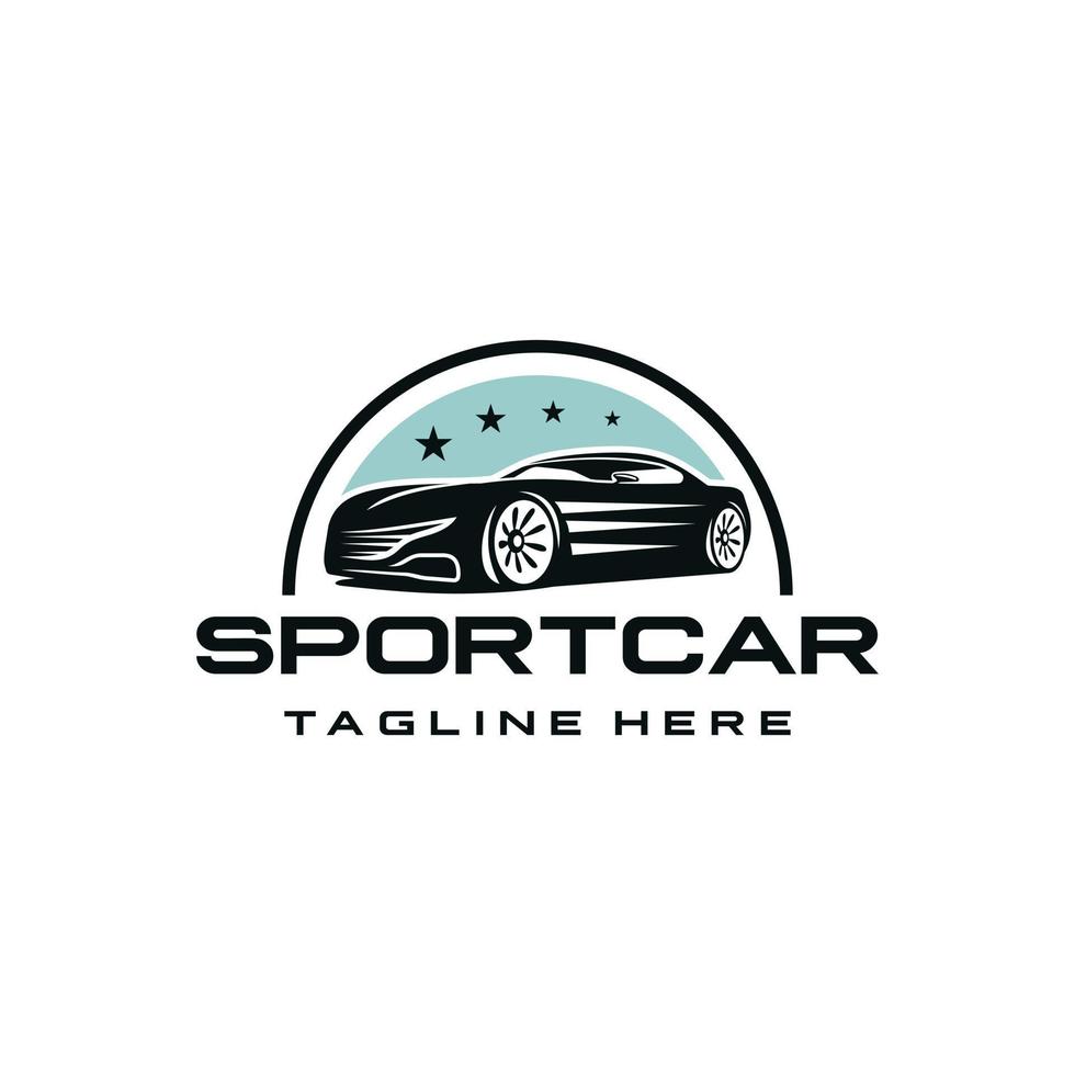 Sport Auto Logo Design Vorlage. genial ein Sport Auto silhoutte Logo. ein Sport Auto lineart Logotyp. vektor