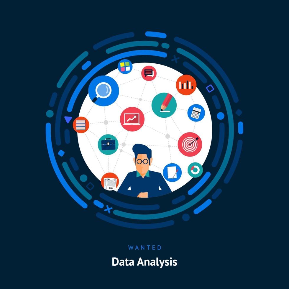 Datenanalysefähigkeiten gesucht vektor