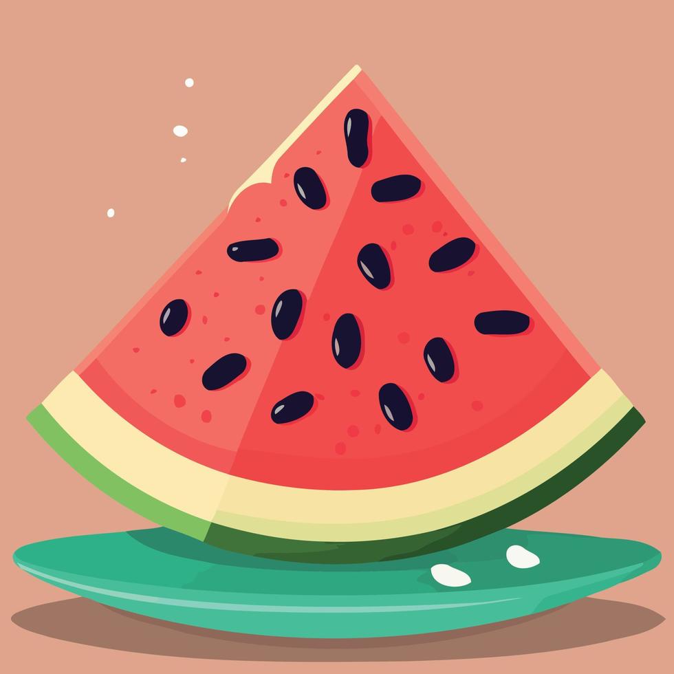 vattenmelon frukt skiva med frön vektor