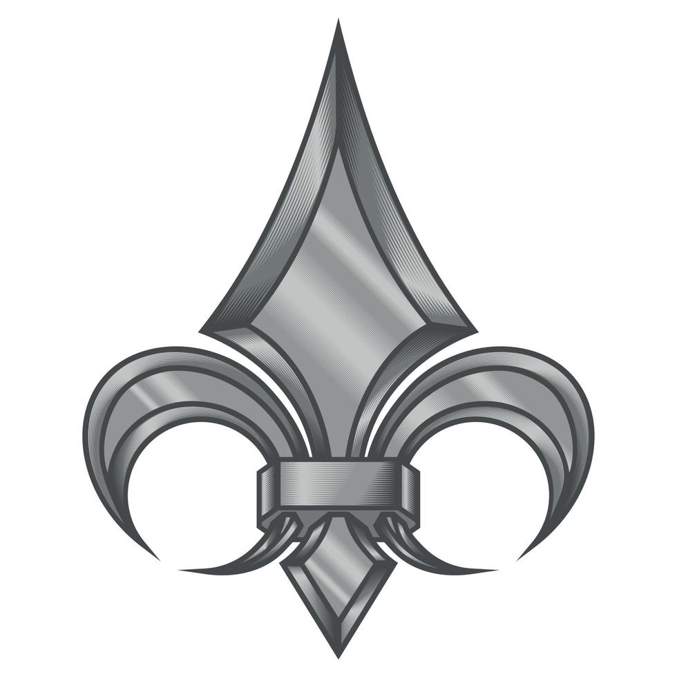 Fleur de Lis Vektor-Design im Graustufen-Metallic-Stil vektor