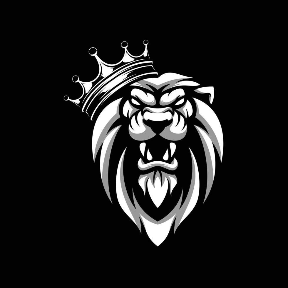 Löwe schwarz und Weiß Maskottchen Design vektor