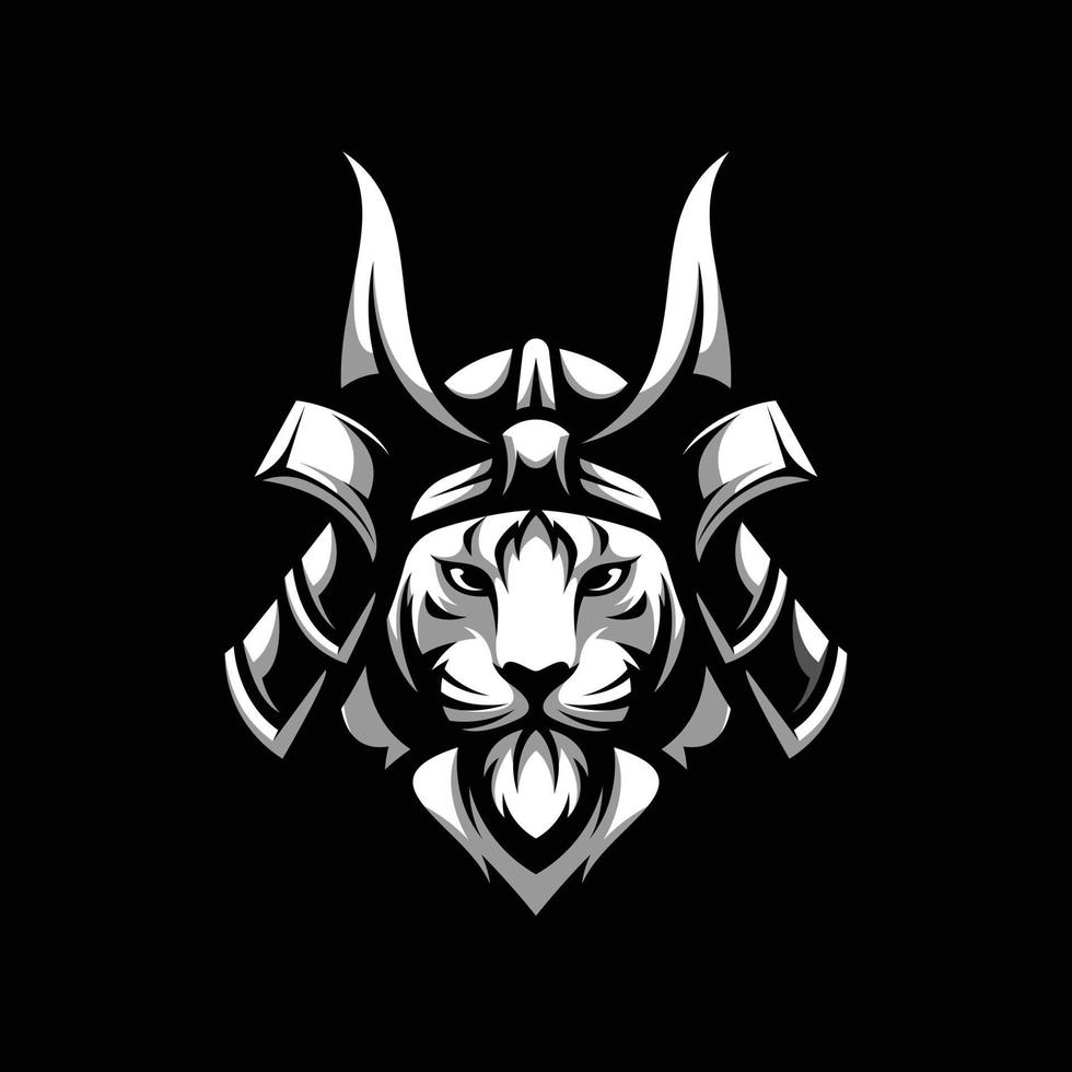 tiger samuraj maskot logotyp design vektor