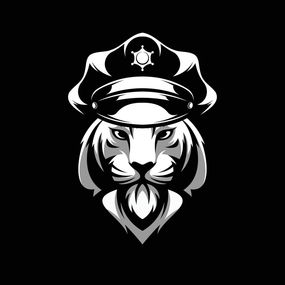 Tiger Polizei Maskottchen Logo Design vektor