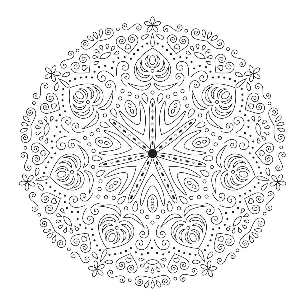 mandala konst med svart Ränder runda form mönster. vektor illustration.
