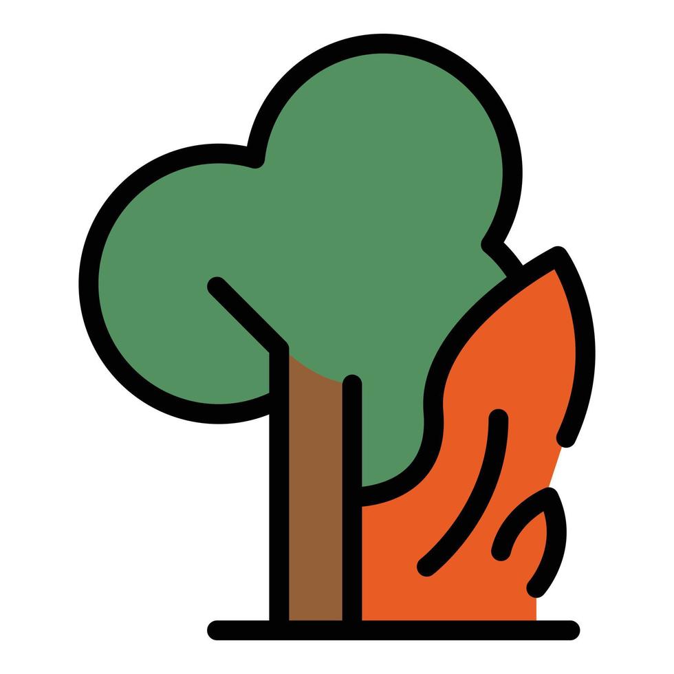 brinnande träd ikon vektor platt