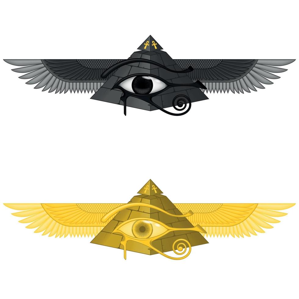 Vektor-Design geflügelte Pyramide mit Auge des Horus vektor