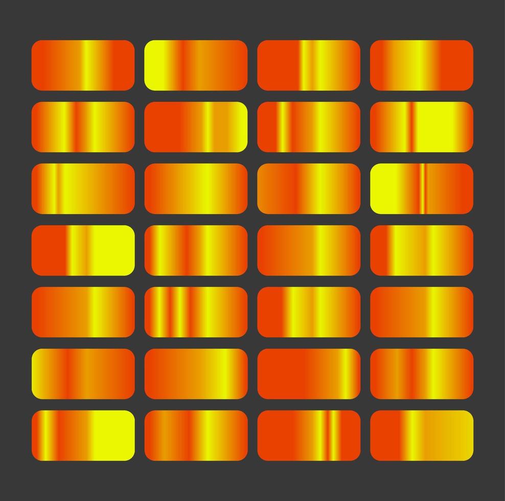 orange gyllene gradienter swatch uppsättning. gyllene gradienter uppsättning. vektor