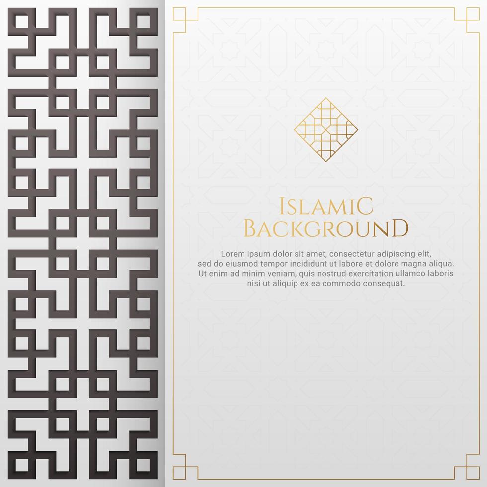 islamic arabicum geometrisk gyllene vit bakgrund med Plats för text vektor